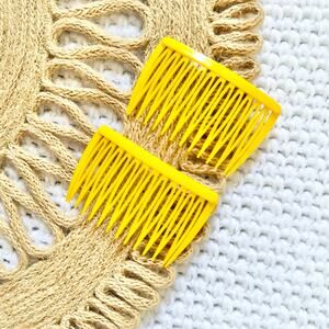 Goody Vintage Bright Yellow 6B 1 Pair Set 2 Plastic Side Hair Comb Barrettes USA